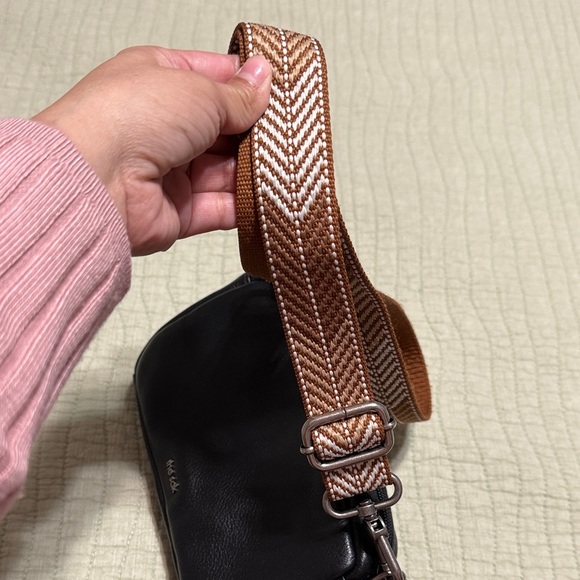 EUC The Sak Black Leather Bag with Tan Woven Strap - Picture 9 of 9